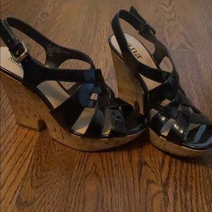 Black wedge sandals size 7